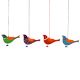 Handmade Wooden Bird Christmas Hanging for Home Decor - Red, Purple, Green, Blue
